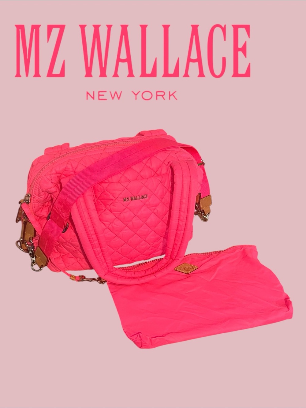 MZ Wallace Neon Pink Small Sutton Cross Body Shoulder Bag